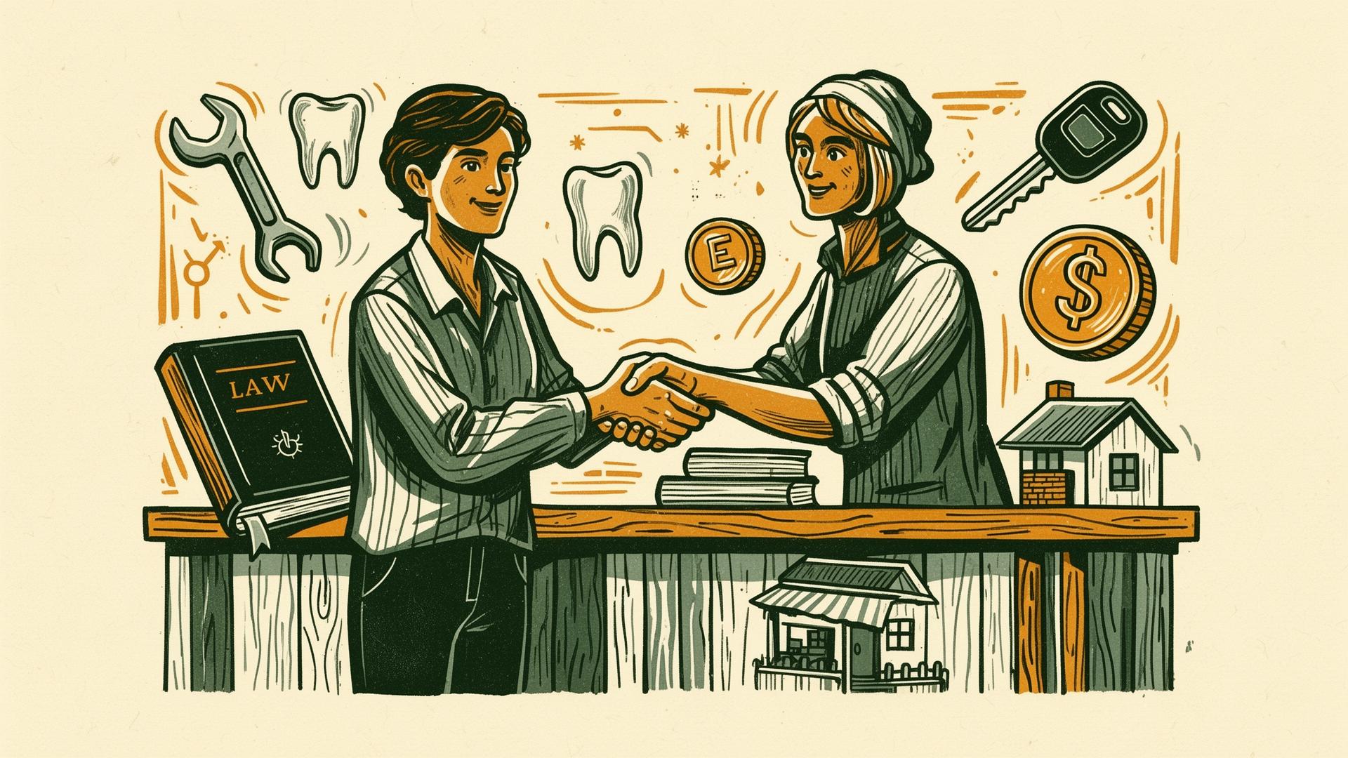 Two verified members meeting in a community marketplace
